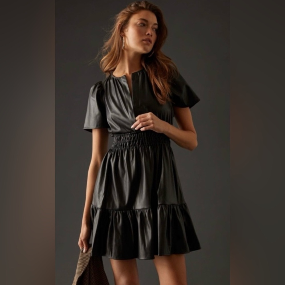 NWOT size Medium Anthropologie The Somerset Vegan Leather Mini dress